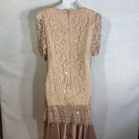 Ricki Lang for Nuit Vintage Union Made USA Drop Waist Dress Size 10 Mother Bride - Picture 2 of 7